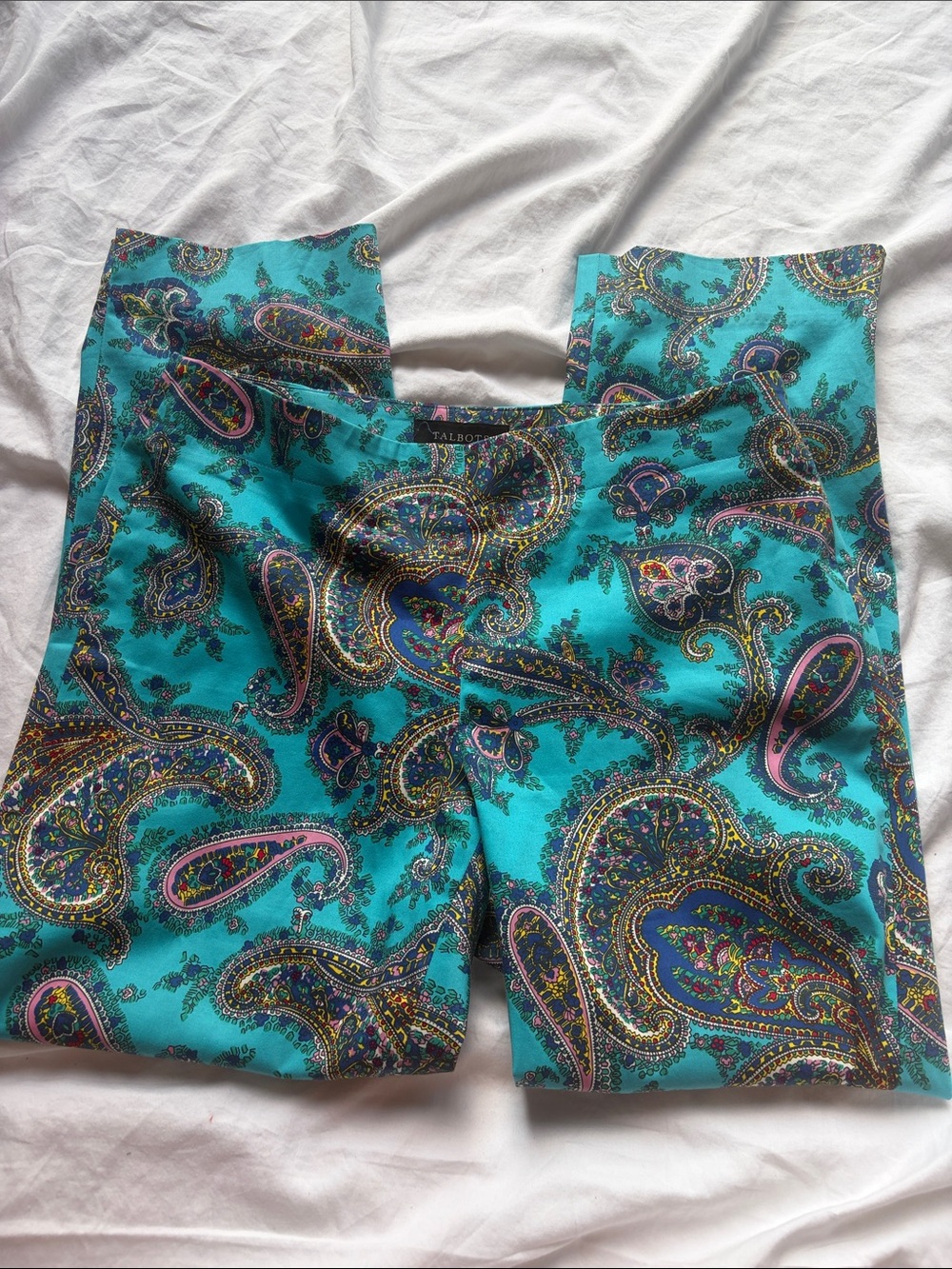 Talbots Turquoise Paisley Cropped Pants